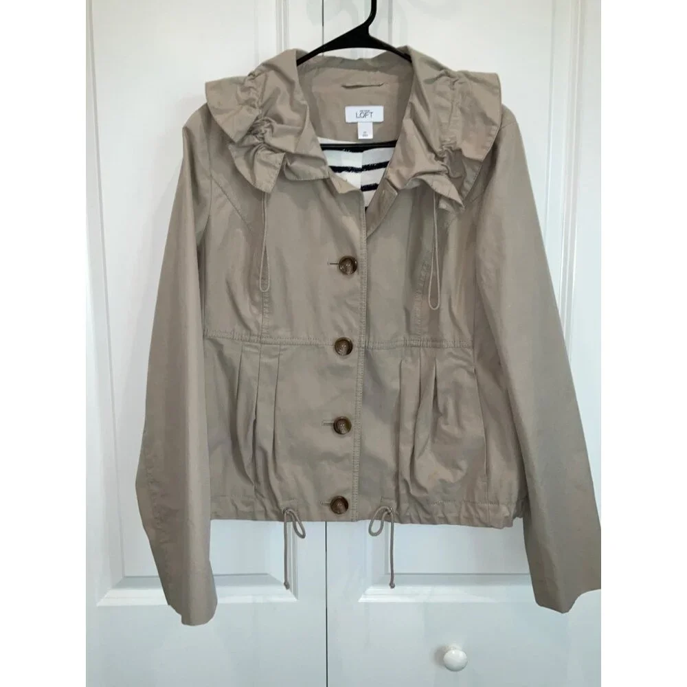 Ann Taylor LOFT Khaki Women's jacket size Medium - Picture 7 of 8